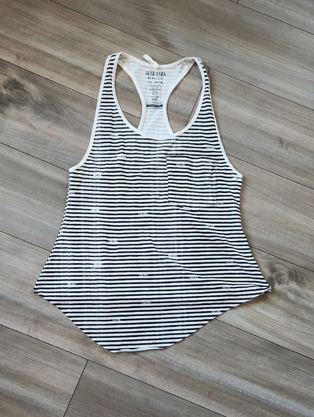 Dead Sara By Kill City Black & White Striped Racerback Pocket Tank NWT